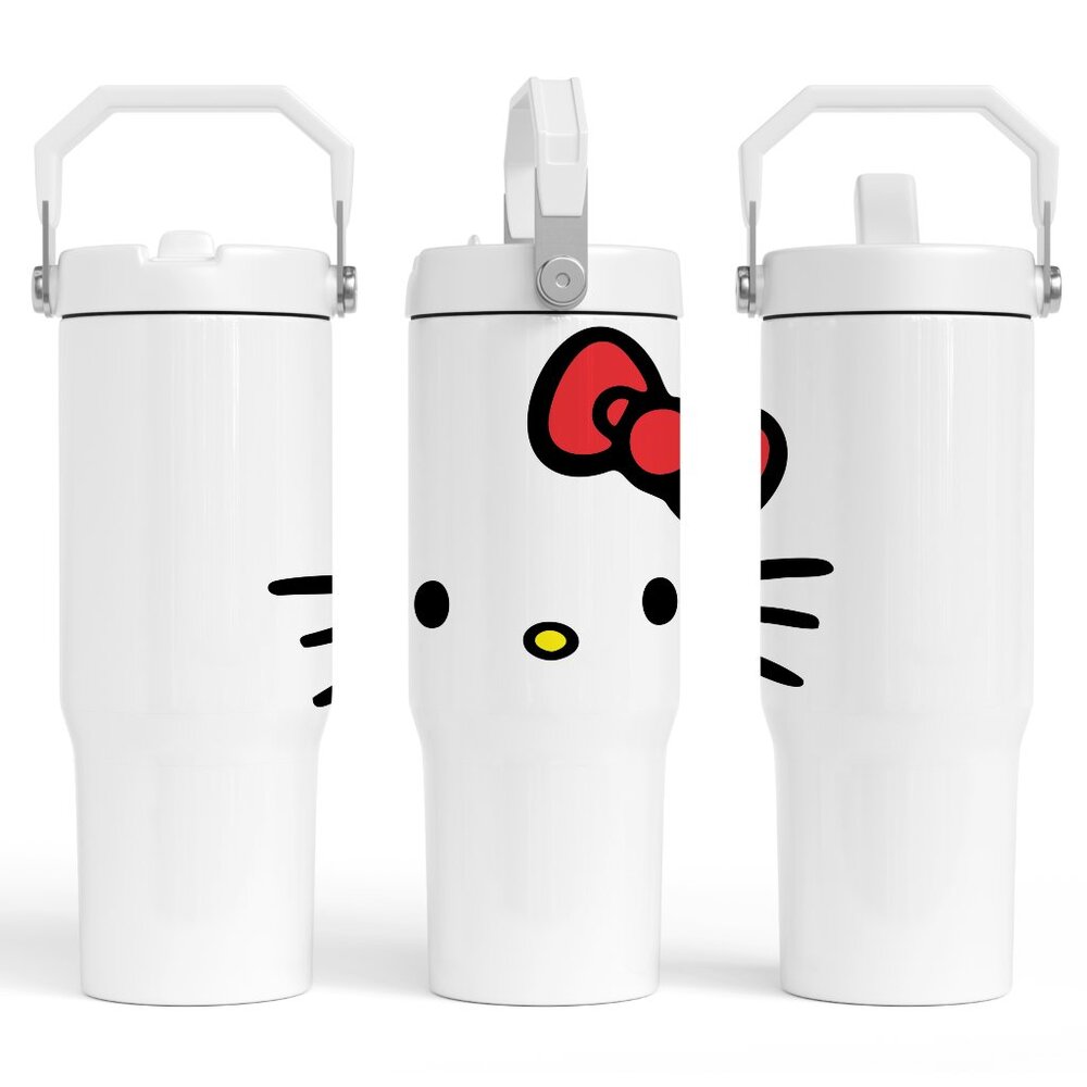 Hello Kitty 30 oz Tumbler flip straw with handle. Birthday gift for her.30oz cup